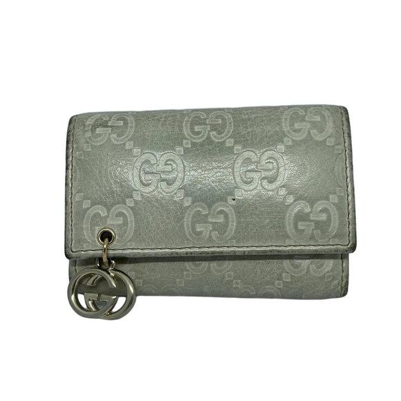 Auth GUCCI GG Earrings 212111 Cream Leather - Key Case - Picture 1 of 6